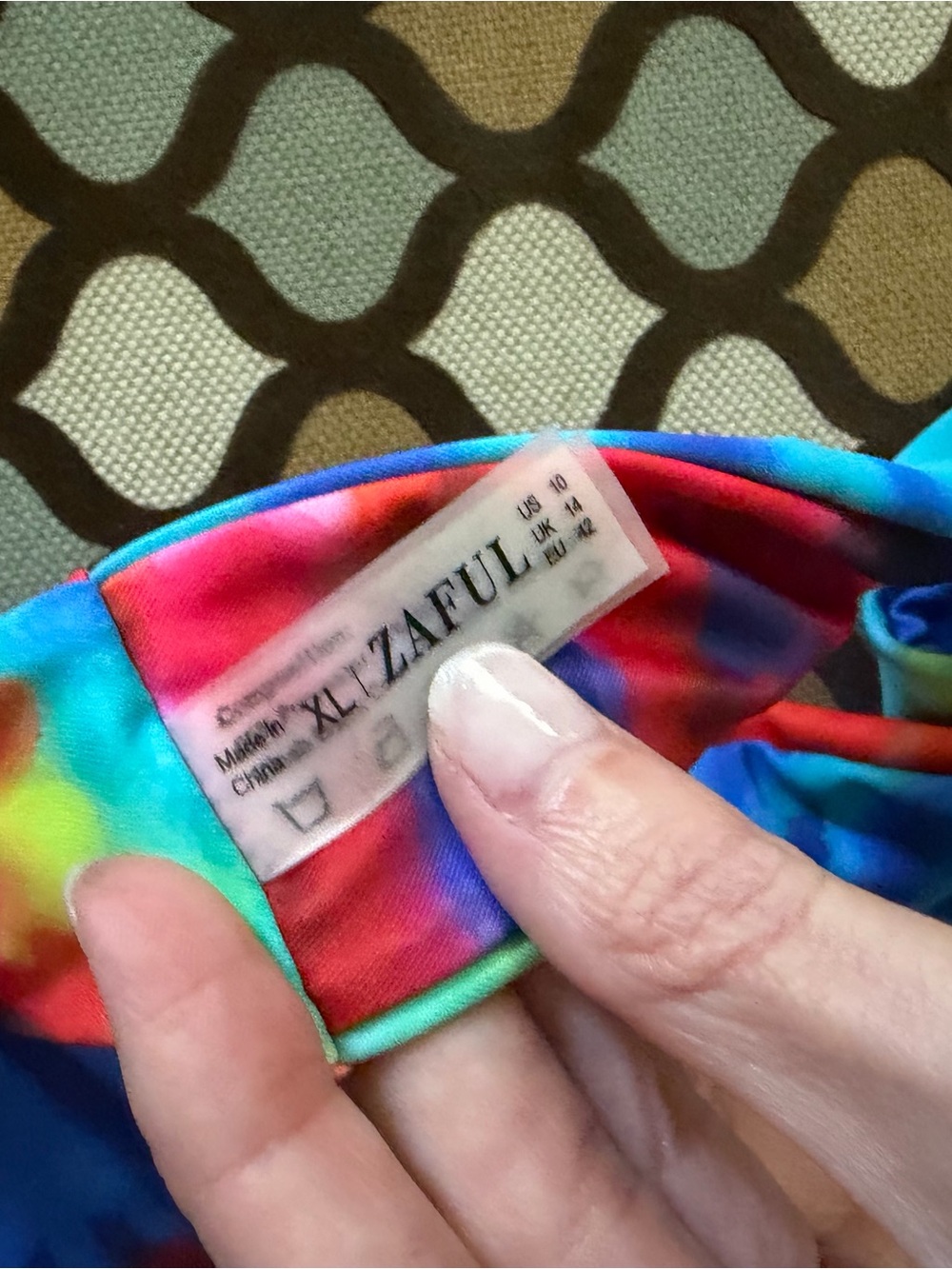 Zaful Rainbow Tie-Dye Bikini Bottom - Red, Yellow, Blue - Picture 4 of 4